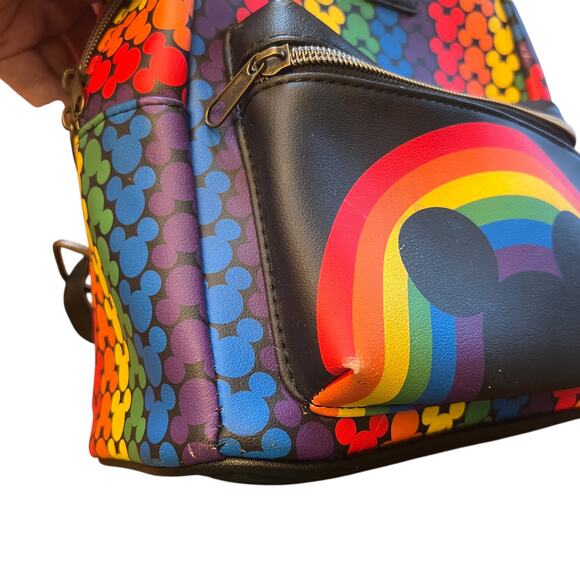 RARE Loungefly Disney Rainbow Mickey Mini Backpack Pride Love - Picture 12 of 16